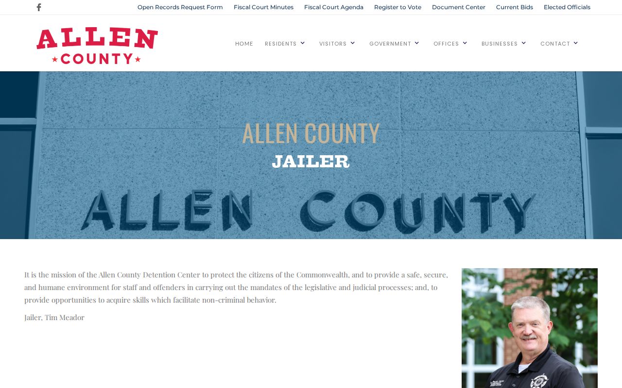 Allen County Detention Center release record contact on the official Jailer page